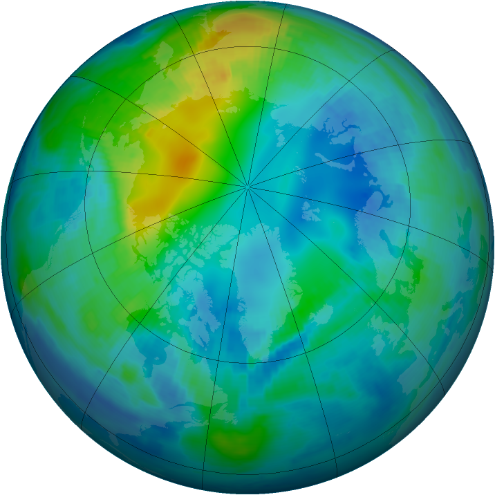 Arctic ozone map for 30 October 1996